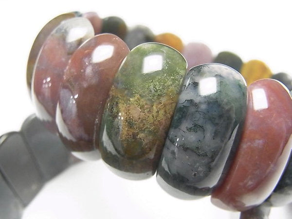 [Video] Indian Agate 2-Hole Oval 24x11x8mm 1strand (Bangle Bracelet)