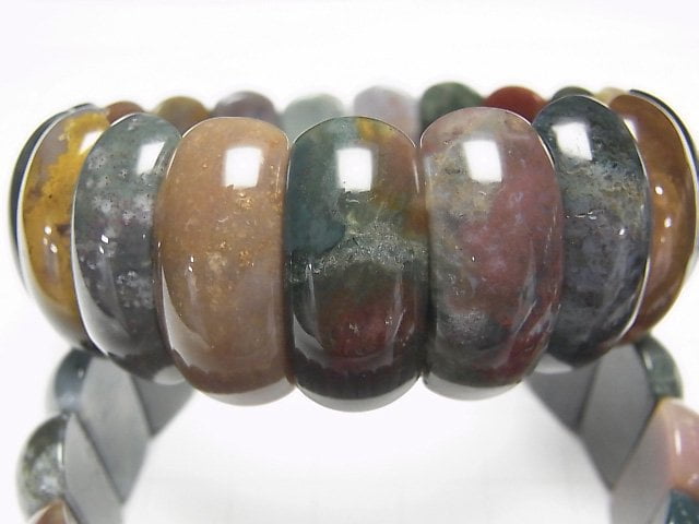 [Video] Indian Agate 2-Hole Oval 24x11x8mm 1strand (Bangle Bracelet)