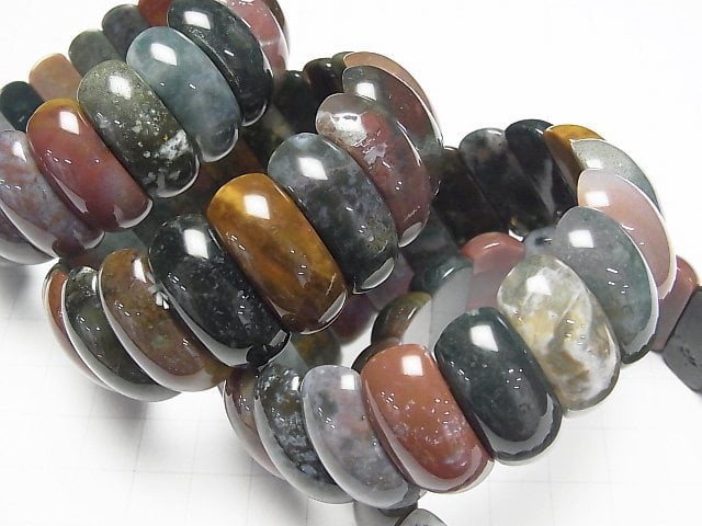 [Video] Indian Agate 2-Hole Oval 24x11x8mm 1strand (Bangle Bracelet)