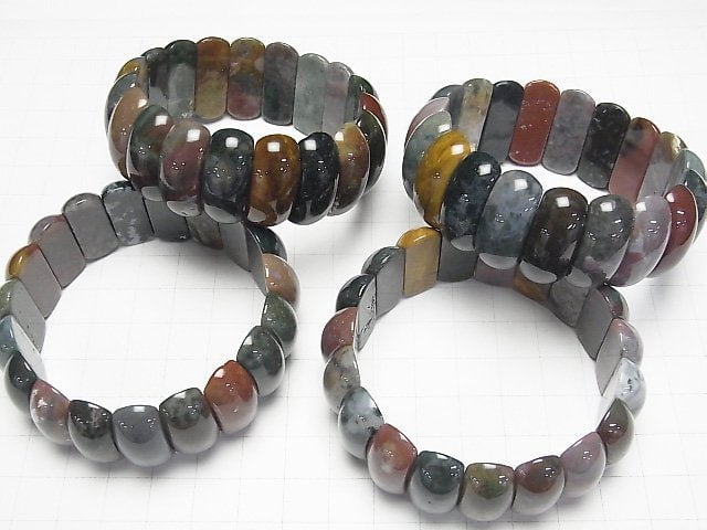 [Video] Indian Agate 2-Hole Oval 24x11x8mm 1strand (Bangle Bracelet)