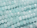 High Quality! Light Blue Color Jade Faceted Button Rondelle 4x4x3mm 1strand beads (aprx.14inch/34cm)