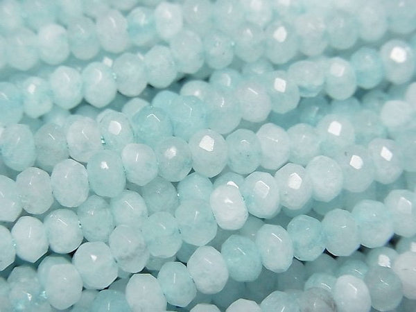 High Quality! Light Blue Color Jade Faceted Button Roundel 4x4x3mm 1strand beads (aprx.14inch/34cm)