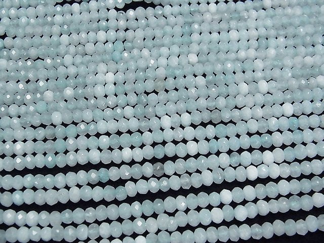 High Quality! Light Blue Color Jade Faceted Button Roundel 4x4x3mm 1strand beads (aprx.14inch/34cm)