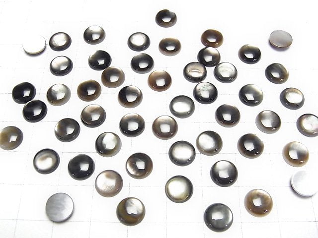 [Video] High Quality Black Shell (Black-lip Oyster) Round Cabochon 8x8mm 5pcs