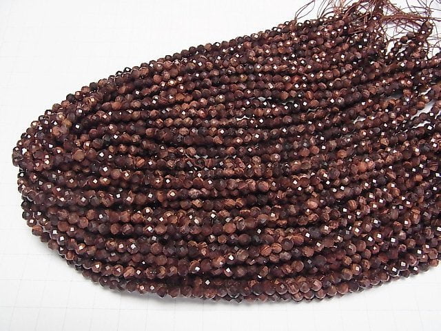 [Video]High Quality! Red Tiger's Eye AA++ Faceted Round 4mm 1strand beads (aprx.15inch/37cm)