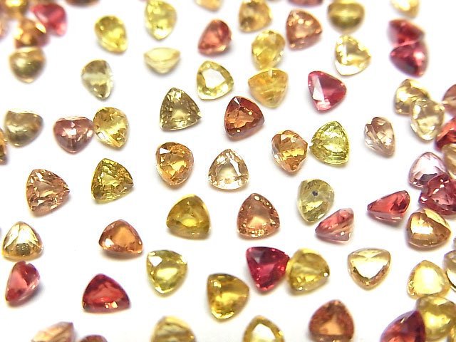 [Video]High Quality Yellow-Red Sapphire AAA Loose stone Triangle Faceted 3x3mm 5pcs