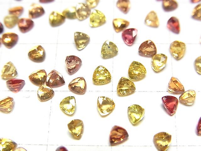 [Video]High Quality Yellow-Red Sapphire AAA Loose stone Triangle Faceted 3x3mm 5pcs