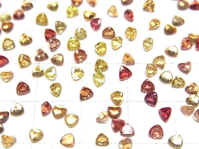 [Video]High Quality Yellow-Red Sapphire AAA Loose stone Triangle Faceted 3x3mm 5pcs