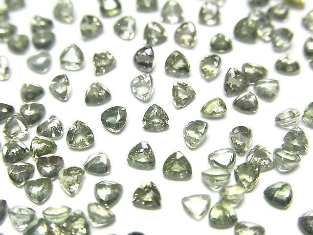 [Video]High Quality Green Sapphire AAA Loose stone Triangle Faceted 3x3mm 5pcs