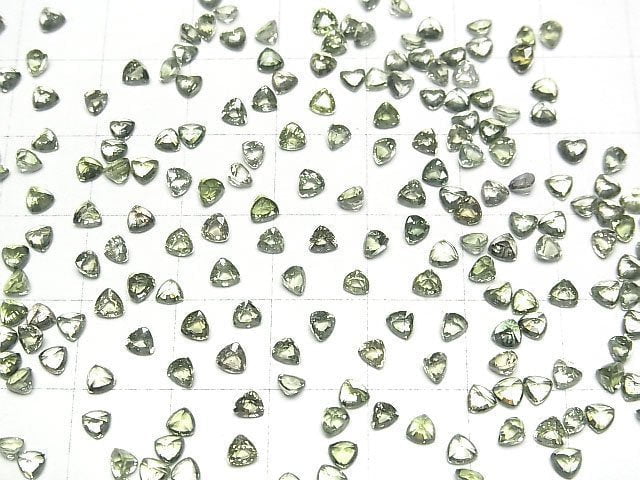 [Video]High Quality Green Sapphire AAA Loose stone Triangle Faceted 3x3mm 5pcs