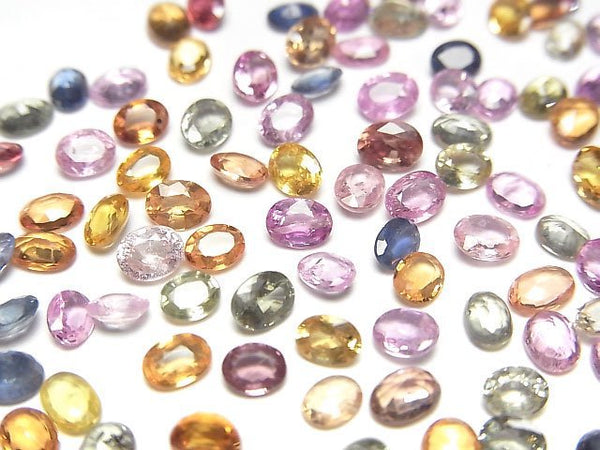 [Video]High Quality Multicolor Sapphire AAA Loose Stone Oval Faceted 4x3mm 5pcs