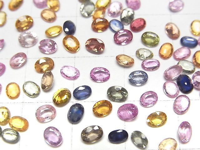 [Video]High Quality Multicolor Sapphire AAA Loose Stone Oval Faceted 4x3mm 5pcs