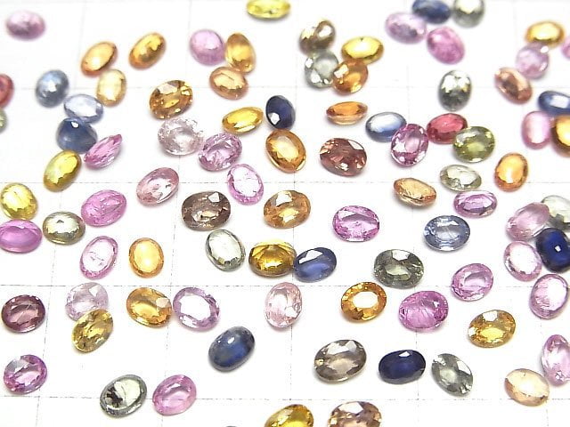 [Video]High Quality Multicolor Sapphire AAA Loose Stone Oval Faceted 4x3mm 5pcs