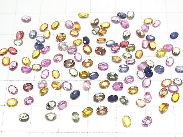 [Video]High Quality Multicolor Sapphire AAA Loose Stone Oval Faceted 4x3mm 5pcs