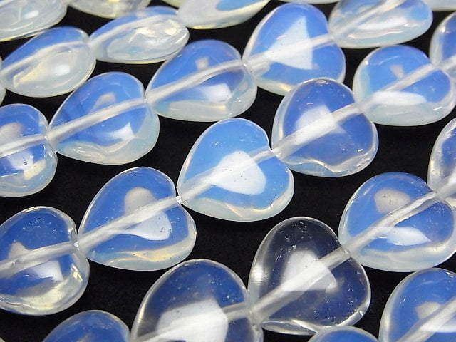 [Video] Synthetic Opal Vertical Hole Heart Shape 12x12mm White 1strand beads (aprx.15inch/36cm)