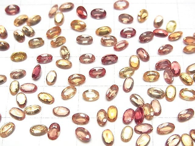 [Video]High Quality Yellow-Red Sapphire AAA Loose stone Oval Faceted 5x3mm 3pcs