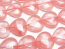 [Video] Cherry Quartz Glass Vertical Hole Heart Shape 12x12mm 1strand beads (aprx.15inch/36cm)