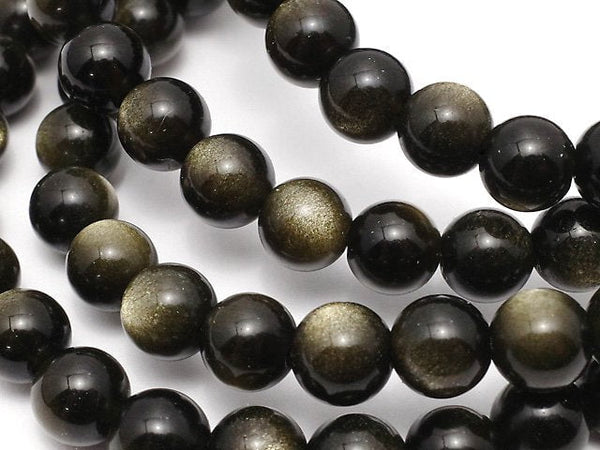 [Video] Golden Obsidian AAA Round 6mm Bracelet