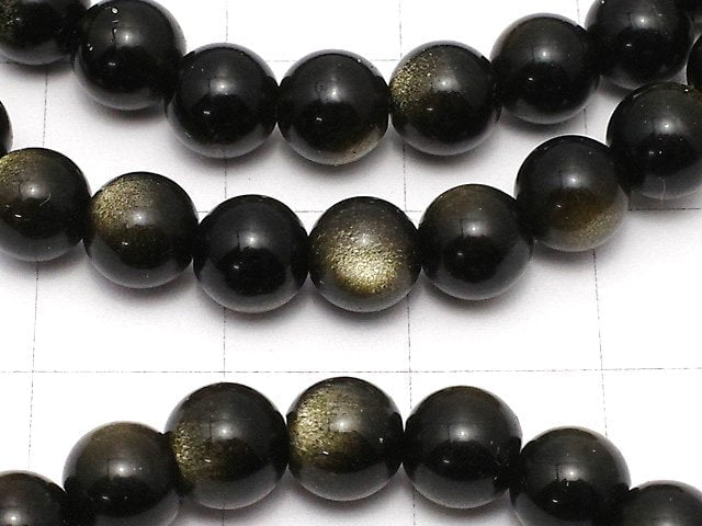 [Video] Golden Obsidian AAA Round 6mm Bracelet