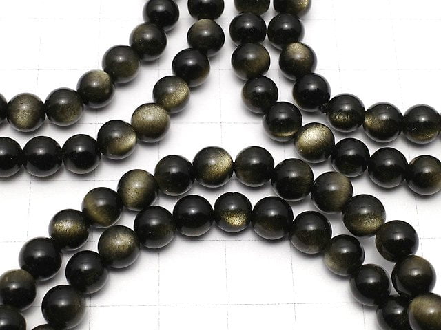 [Video] Golden Obsidian AAA Round 6mm Bracelet