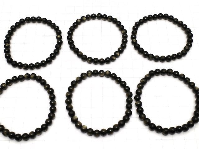 [Video] Golden Obsidian AAA Round 6mm Bracelet