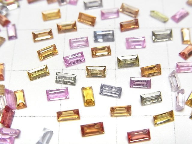 [Video]High Quality Multicolor Sapphire AAA Loose Stone Rectangle Faceted 4x2mm 5pcs