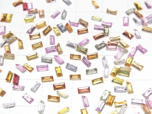 [Video]High Quality Multicolor Sapphire AAA Loose Stone Rectangle Faceted 4x2mm 5pcs