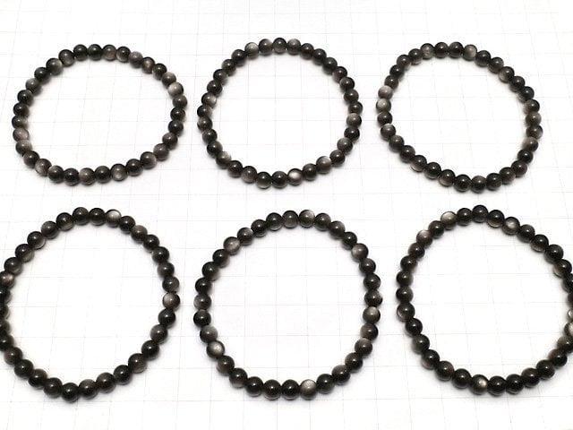 [Video] Silver Obsidian AAA Round 6mm Bracelet