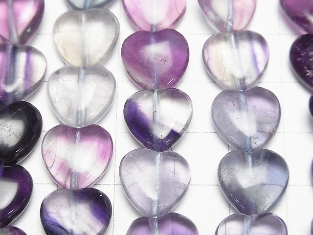 [Video] Multicolor Fluorite AA+ Vertical Hole Heart Shape 12x12mm half or 1strand beads (aprx.15inch/36cm)