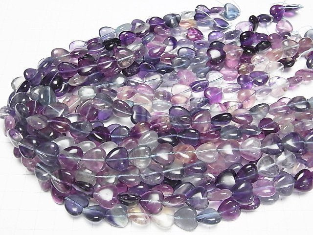 [Video] Multicolor Fluorite AA+ Vertical Hole Heart Shape 12x12mm half or 1strand beads (aprx.15inch/36cm)