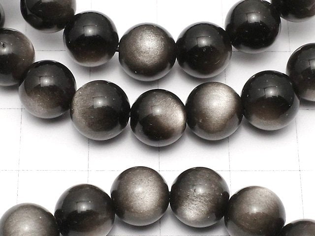 [Video] Silver Obsidian AAA Round 8mm Bracelet