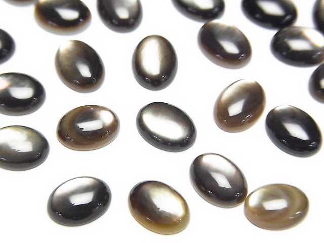 [Video] High Quality Black Shell (Black-lip Oyster) Oval Cabochon 8x6mm 5pcs