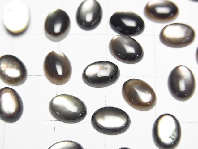 [Video] High Quality Black Shell (Black-lip Oyster) Oval Cabochon 8x6mm 5pcs