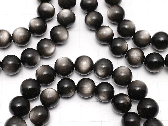 [Video] Silver Obsidian AAA Round 10mm Bracelet