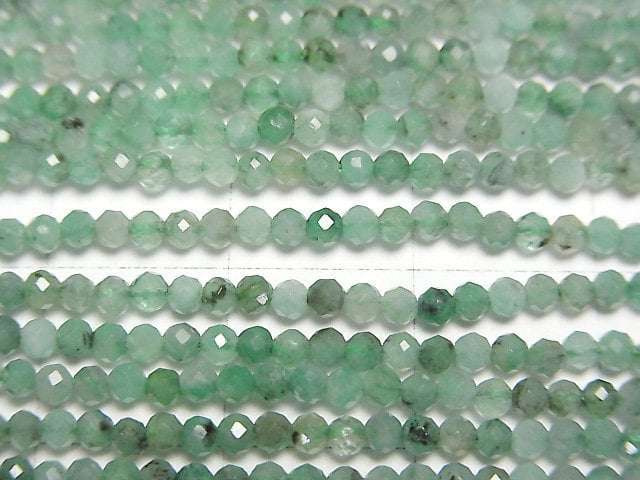 [Video]High Quality! Brazilian Emerald AA++ Faceted Round 2mm half or 1strand beads (aprx.15inch/38cm)