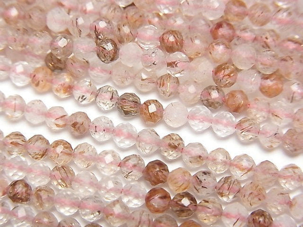 [Video]High Quality! Red Hematite Quartz Faceted Round 3mm 1strand beads (aprx.15inch/37cm)