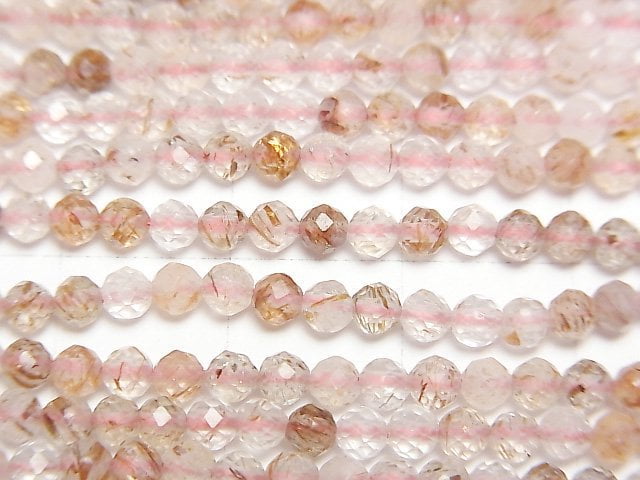 [Video]High Quality! Red Hematite Quartz Faceted Round 3mm 1strand beads (aprx.15inch/37cm)