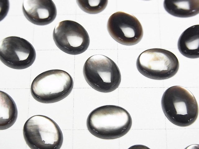 [Video] High Quality Black Shell (Black-lip Oyster) Oval Cabochon 10x8mm 4pcs