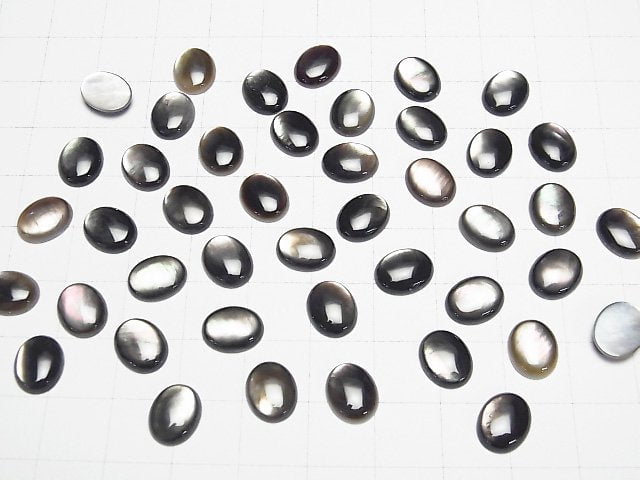 [Video] High Quality Black Shell (Black-lip Oyster) Oval Cabochon 10x8mm 4pcs