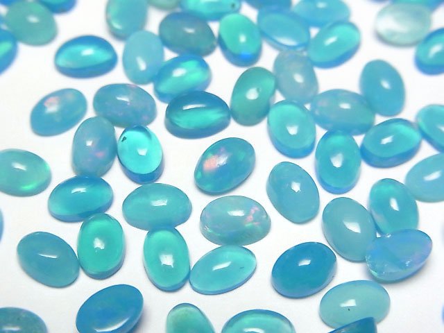 [Video] Blue color Opal Oval Cabochon 6x4mm 5pcs