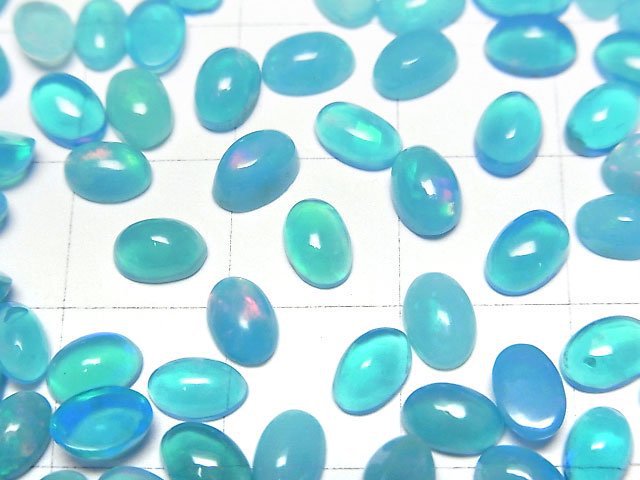 [Video] Blue color Opal Oval Cabochon 6x4mm 5pcs