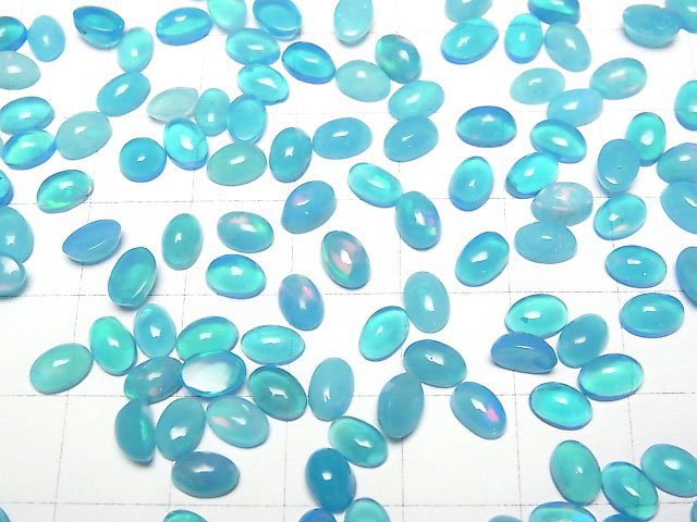 [Video] Blue color Opal Oval Cabochon 6x4mm 5pcs