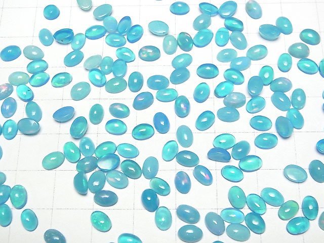 [Video] Blue color Opal Oval Cabochon 6x4mm 5pcs