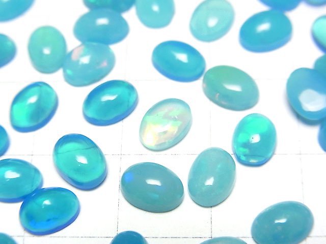 [Video] Blue color Opal Oval Cabochon 7x5mm 3pcs