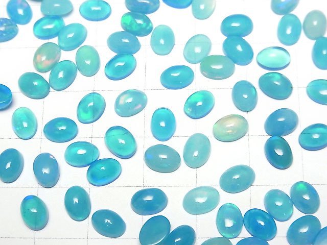 [Video] Blue color Opal Oval Cabochon 7x5mm 3pcs