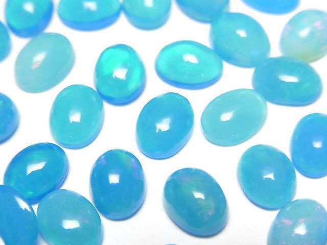 [Video] Blue color Opal Oval Cabochon 8x6mm 3pcs