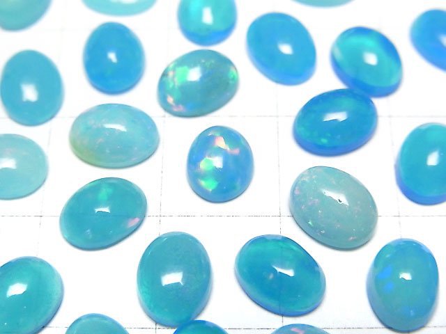 [Video] Blue color Opal Oval Cabochon 8x6mm 3pcs