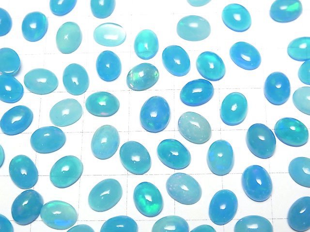 [Video] Blue color Opal Oval Cabochon 8x6mm 3pcs