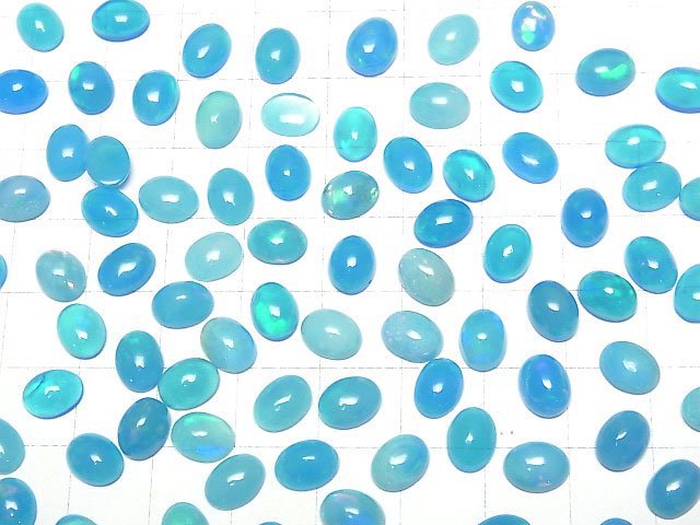 [Video] Blue color Opal Oval Cabochon 8x6mm 3pcs