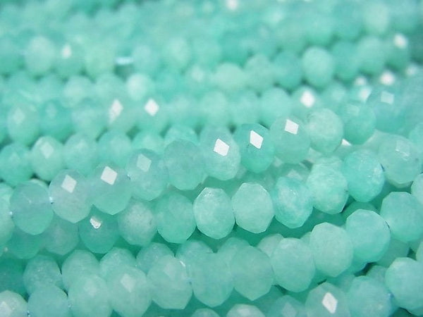 [Video]High Quality! Amazonite AAA- Faceted Button Roundel 4.5x4.5x3mm 1strand beads (aprx.15inch/37cm)